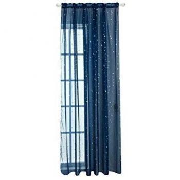 Rideaux VORCOOL Sheer avec Oeillets Étoiles Argent Foil 100 * 200CM