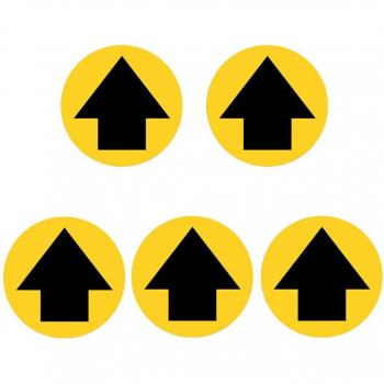 Autocollants de plancher socialement espacés de 5 pièces, recommandations sur les positions des pieds et les indicateurs directionnels en magasin