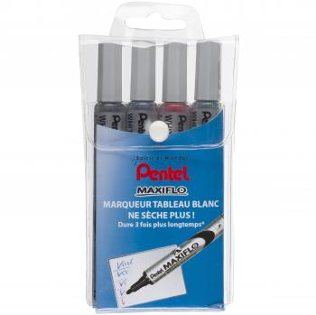 Set de Marqueurs Coniques Pentel Maxiflo : Noir, Bleu, Vert, Rouge – 4 pièces