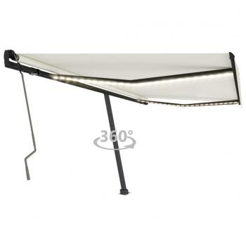 Vidaxl Auvent Manuel Rétractable Avec Led 400x350 Cm Crème