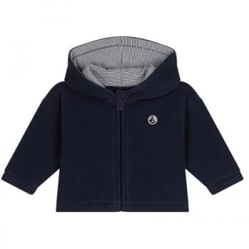 Chaqueta Polar Azul Marino con Detalle Off-White