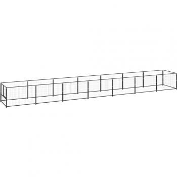 Perrera para Perros de 7 m² en Acero Inoxidable Negra
