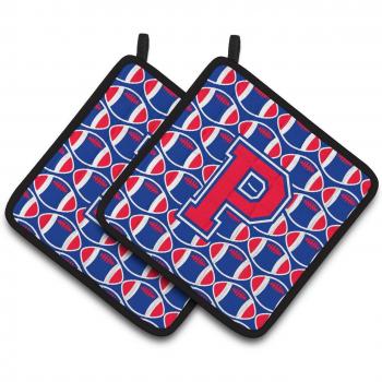 Caroline's Treasures Letter P Football Harvard Crimson & Yale Blue Kitchen Pot Holders