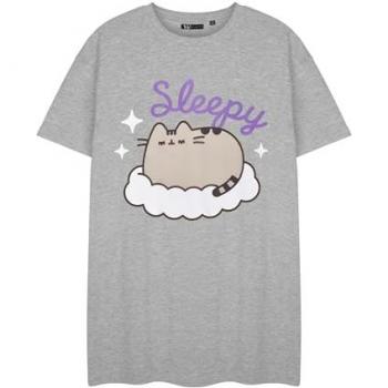 T-shirt Nuit Pusheen Femme 100% Coton Gris