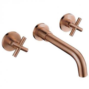Grifo de lavabo empotrado oro rosa cepillado