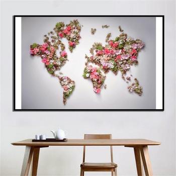 Tissu non-tissé carte du monde floral 150×225 cm