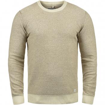 Blend Nathan Herren Pullover Melierung Rundhals 100% Baumwolle, Größe:S, Farbe:Bone White