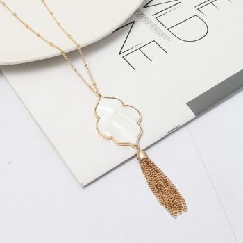 Leopard Hexagon Flower Tasselled Pendant Jewelry