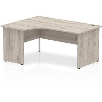 Impulse 1600mm Left Crescent Desk with End Leg in Grey Oak