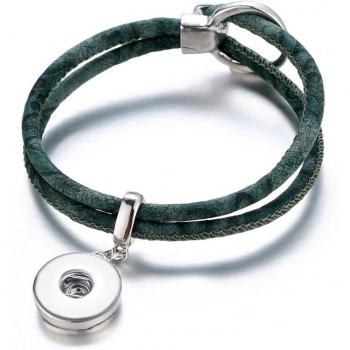 Pulsera de Joyería Cuero 18 MM Snap Adjustable