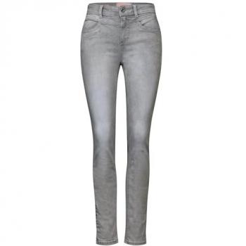 Street One Damen Slim Jeans 5-Pocket in hellgrauer Waschung, Größe 26-28