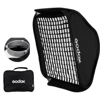 Softbox studio Godox 60/80 cm, pliable, grille et nid d’abeille, montage Bowens
