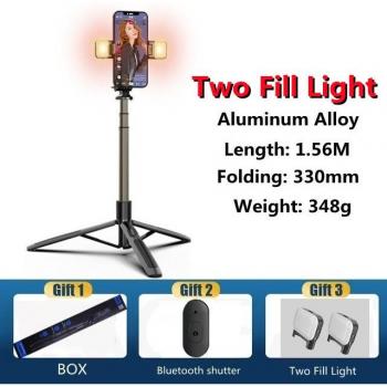 Aluminum Alloy 3‑in‑1 Selfie Stander – Bluetooth, Foldable Tripod/Monopod with Dual LED Lights