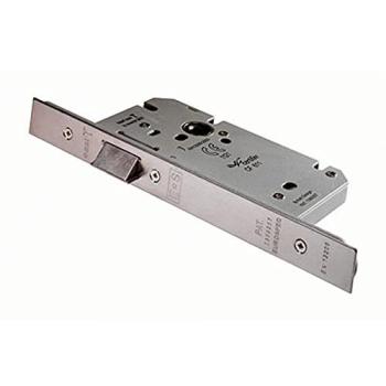 DIN Architectural Square Forend Latch – 60 mm Backset – Satin Stainless Steel