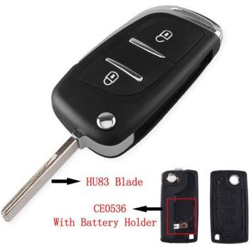Peugeot 2/3 Button Key Shell with VA2/HU83 Blade
