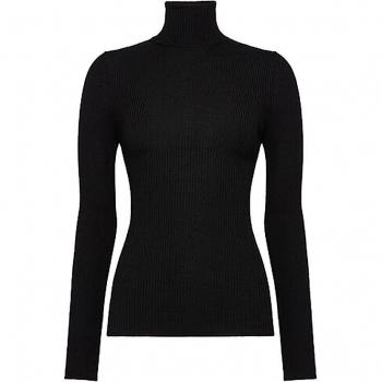 Pullover noir à col haut Wolford L pour femmes