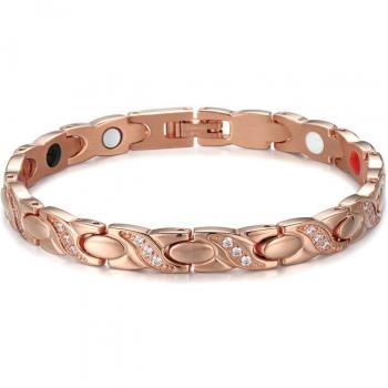 RainSo Women's Stainless Steel Magnetic Therapy Bracelet with Bio Elements