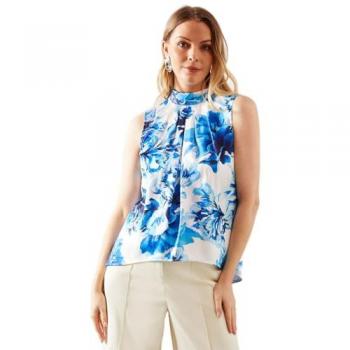 Satin Sleeveless Top with Neck Tie