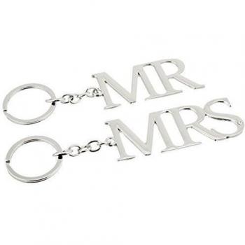 Mr & Mrs Silver Keyring Pair by TJH Collection