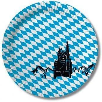 Blau‑Weiß‑Bayern‑Pappteller für Festlichkeiten 10 Stück – Ø23 cm