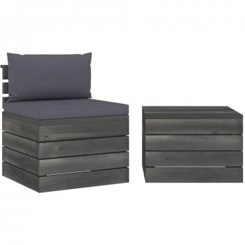 Día y Noche Muebles de jardín de palets 2 piezas cojines madera de pino