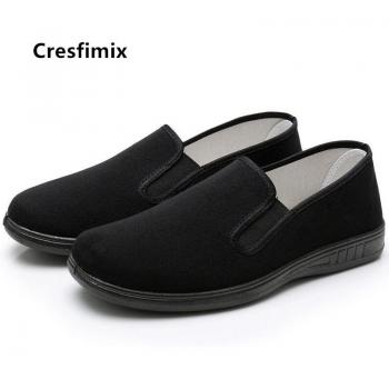 Cresfimix Men's Slip-On Black Cloth Shoes for Dancing E5058