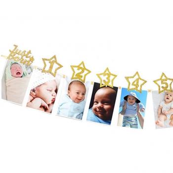 Gold Baby Photo Banner Set for 1st Birthday