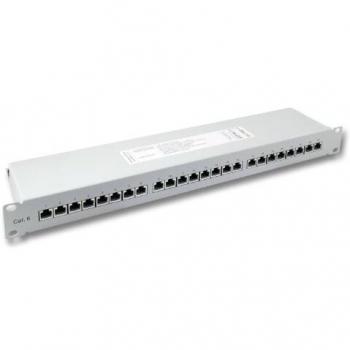 BIGtec 24 Port CAT6a Patchpanel 19 Verteilerfeld RJ45 500MHz 10 Gigabit LSA grau