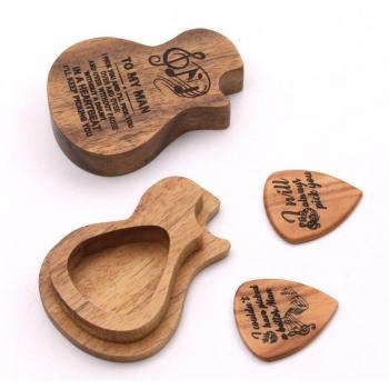 3 Pcs Handmade Wooden Guitar Picks and Box Set