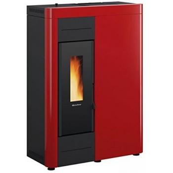 Estufa de pellets Extraflame Virna Color Burdeos 14.5 kW 12,3 kW-H2O ThermoEstufa hermético slim A+ con control remoto de 9 botones metal