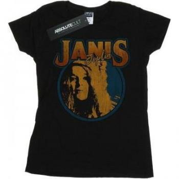 V-Neck Janis Joplin Desgaste Circular Mujer Negro