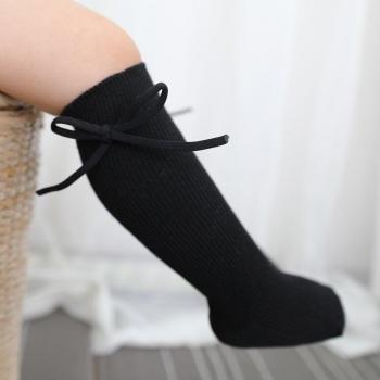 Toddler Cotton Knee High Socks with Big Bows, Striped Design for Kids 0-6Y