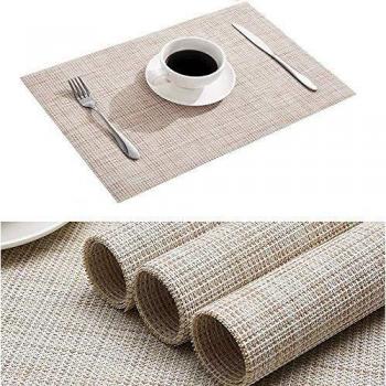 EcoGuard Table Mats – 4 Pack, Woven Vinyl, Non‑Slip & Washable