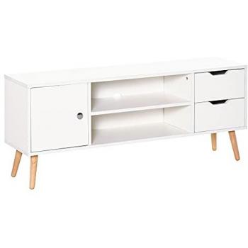 HOMCOM Scandinavian Style TV Stand with Storage, White