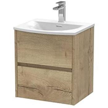 Havana Autumn Oak 500mm Wall Hung Vanity Unit with Curved Basin