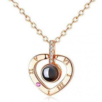 Collana 100 Lingue Ti Amo con Ciondolo zircone