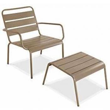 Poltrona relax con poggiapiedi in metallo color talpa