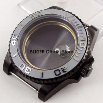 40mm Black PVD Stainless Steel Watch Case with Sapphire Crystal for ETA 2836 Movement