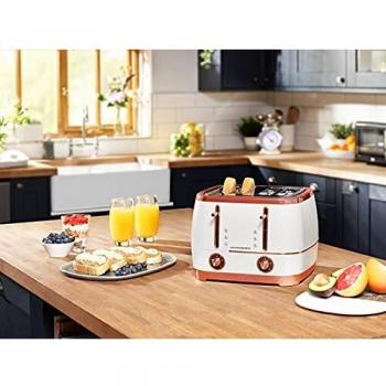 White & Rose Gold Beko 4-Slice Toaster