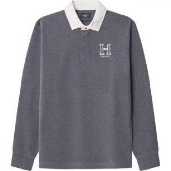 Polo Maniche Lunghe Hackett Rugby Grigio Granito M