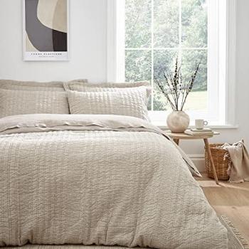 Pineapple Elephant Tamba Jersey Stripe Double Duvet Cover Set with Pillowcases Beige Super King Duvet Cover + 2 Standard Pillowcases