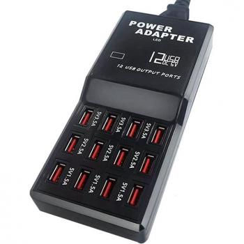 Cargador de Pared USB 12 Puertos 60W/12A para Dispositivos Móviles