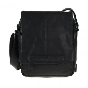 Chesterfield Brand Wax Pull-Up Leather Shoulder Bag 29 cm Black