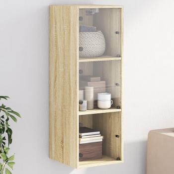 Armario de pared con puertas de vidrio roble Sonoma 35x37x100 cm