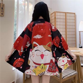 Japanese Beach Cat Kimono Dress