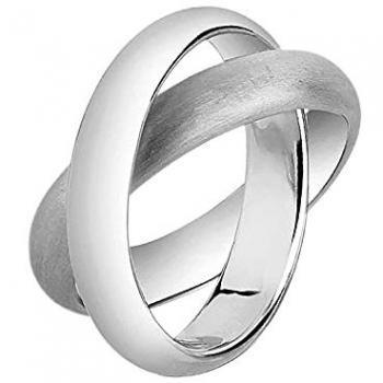 Fingerring NENALINA Wickelring Basic Gebürstet Verschlungen 925 Silber Gr. 56