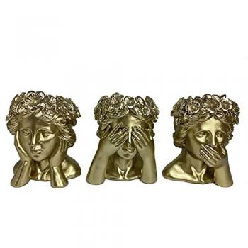Blumentopf DKD Home Decor Damen Gold 3er Set aus Harz (16,5 x 16 x 21 cm)