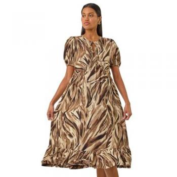 Roman Roman Braunes Wickelkleid mit Print