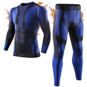 MEETYOO Thermo‑Lange Unterhose für Männer – Skigewicht & Fußball, atmungsaktiv, blau M