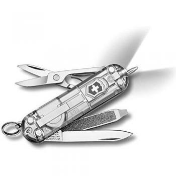 Victorinox 7-Funktionen Taschenmesser (Signature Lite, 58mm, silver transparent, mit Klinge, Nagelfeile, Schraubendreher und Schere)